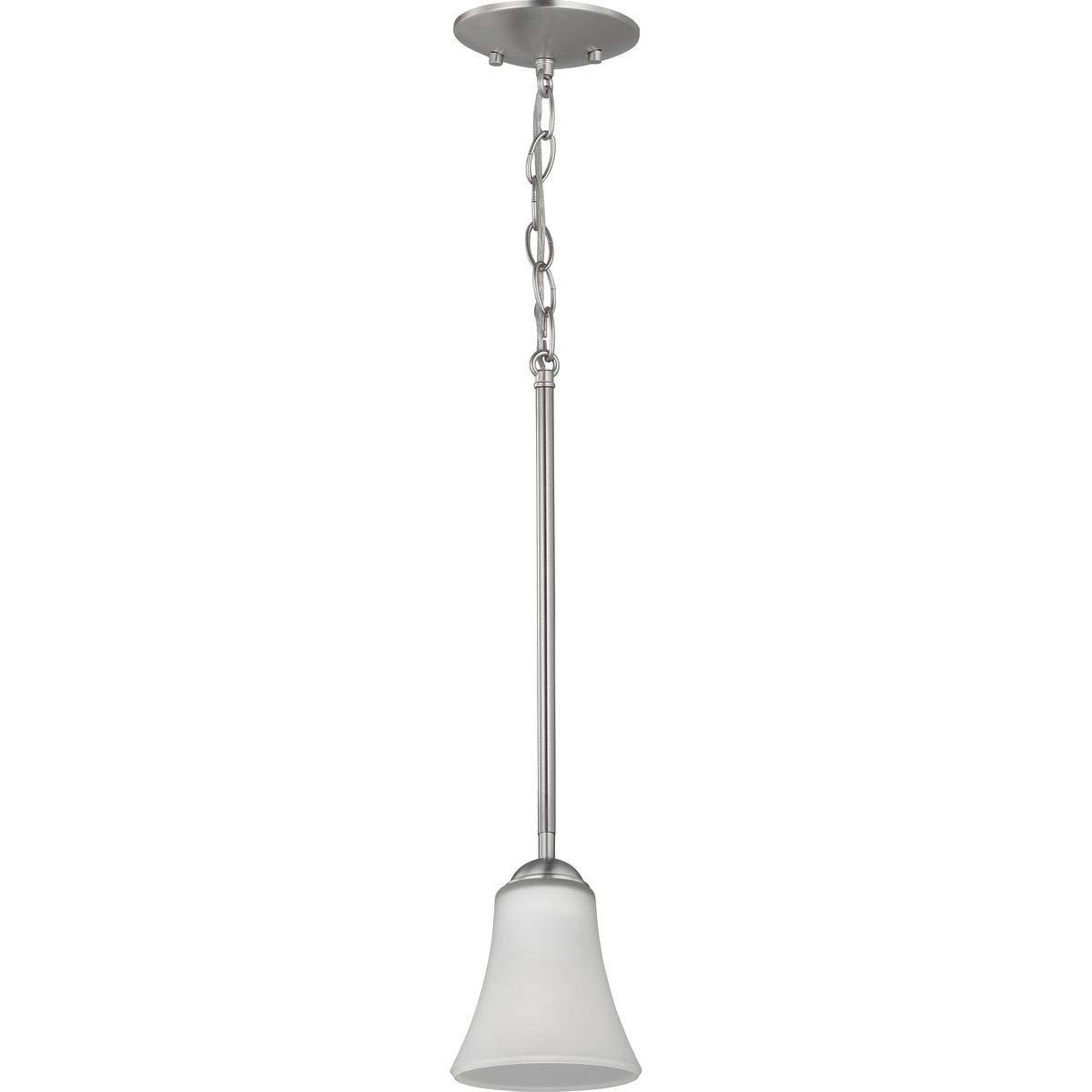 Progress Lighting, Angelic, 1-Light Mini-Pendant, Brushed Nickel, Etched Glass Shade