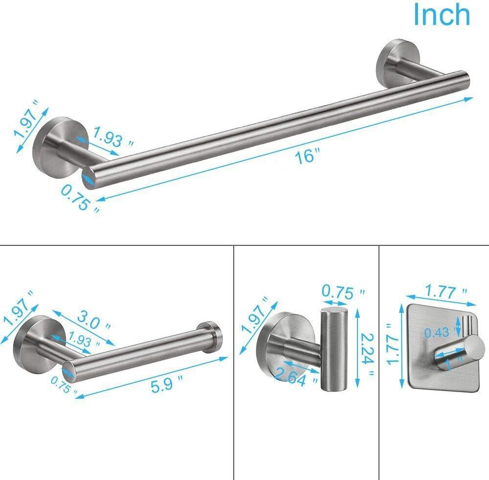 Brushed Nickel Stainless Steel 5-Piece Bathroom Hardware Set