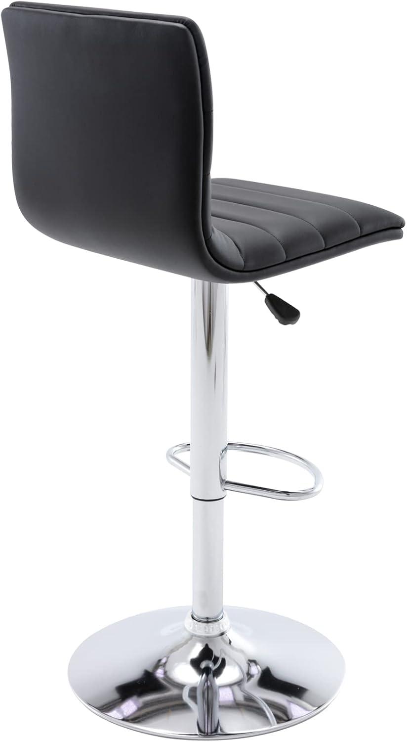 Flash Furniture Modern Black Vinyl Adjustable Bar Stool with Back, Counter Height Swivel Stool with Gold Pedestal Base, Set of 2