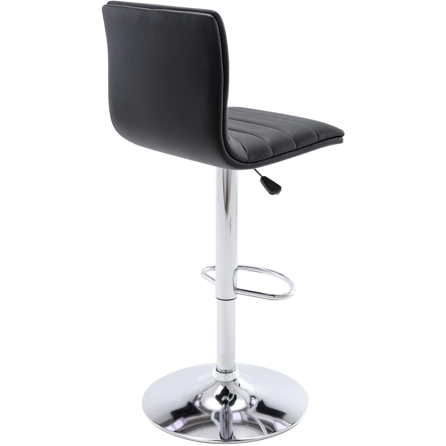 Flash Furniture Modern Black Vinyl Adjustable Bar Stool with Back, Counter Height Swivel Stool with Gold Pedestal Base, Set of 2