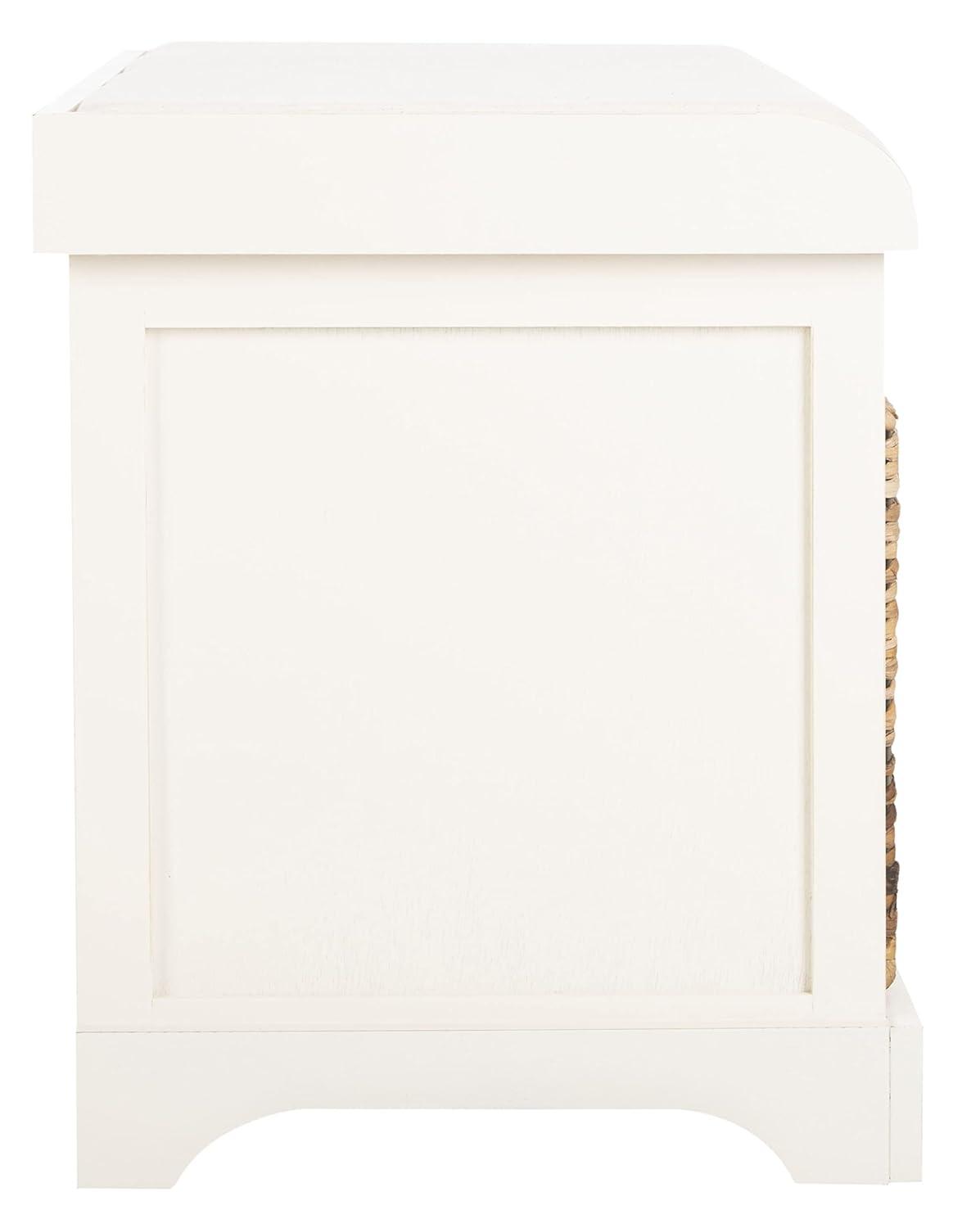 Freddy Wicker Storage Bench - AMH5736 - Vintage White - Safavieh