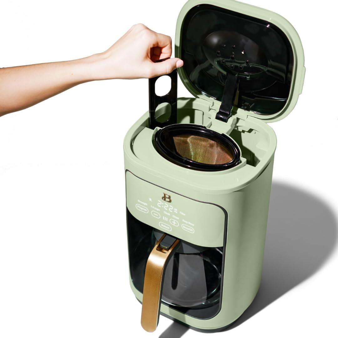 Beautiful 14-Cup Programmable Drip Coffee Maker with Touch-Activated Display, Sage Green by Drew Barrymore