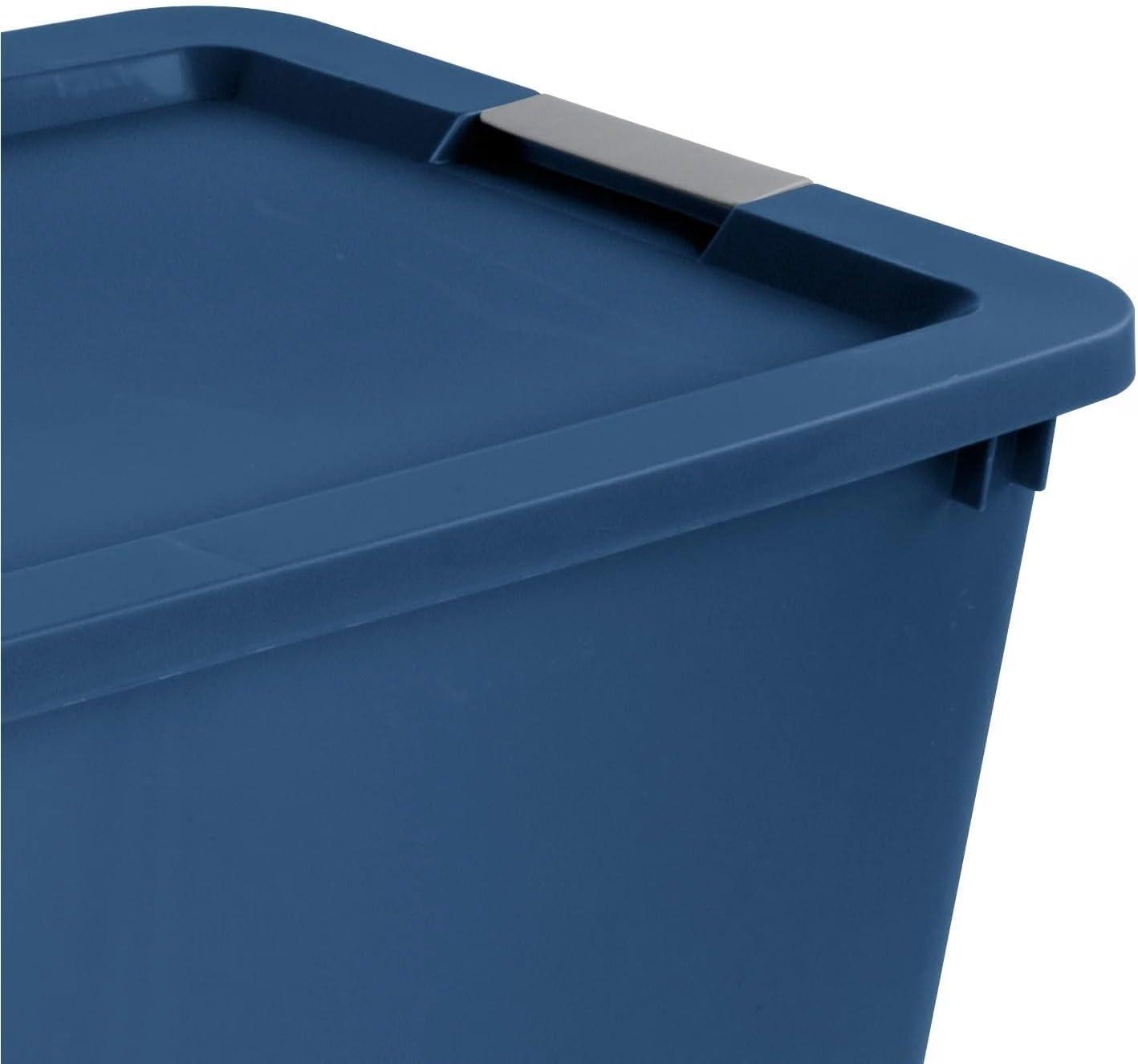 Sterilite Extra Large Storage Bin, 45 Gallon Plastic Storage Container with Latch Lid and Wheels, Blue