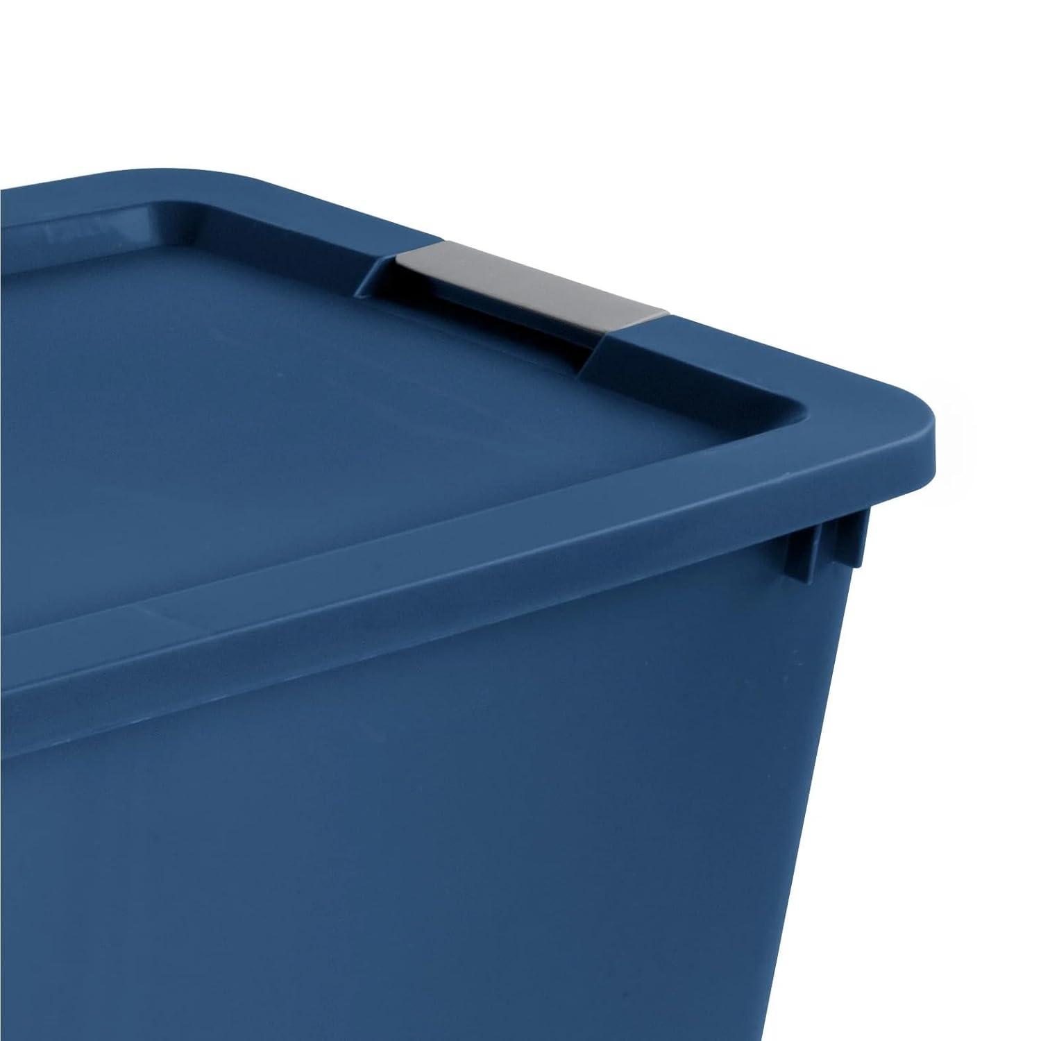 Sterilite Extra Large Storage Bin, 45 Gallon Plastic Storage Container with Latch Lid and Wheels, Blue