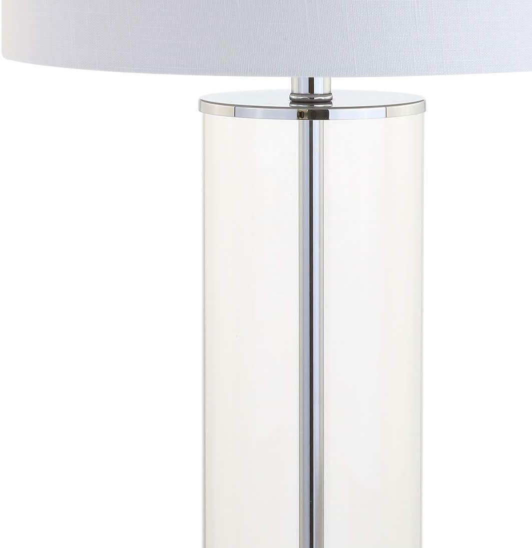 Harper 29" White Linen Shade Glass Table Lamp, Energy Efficient