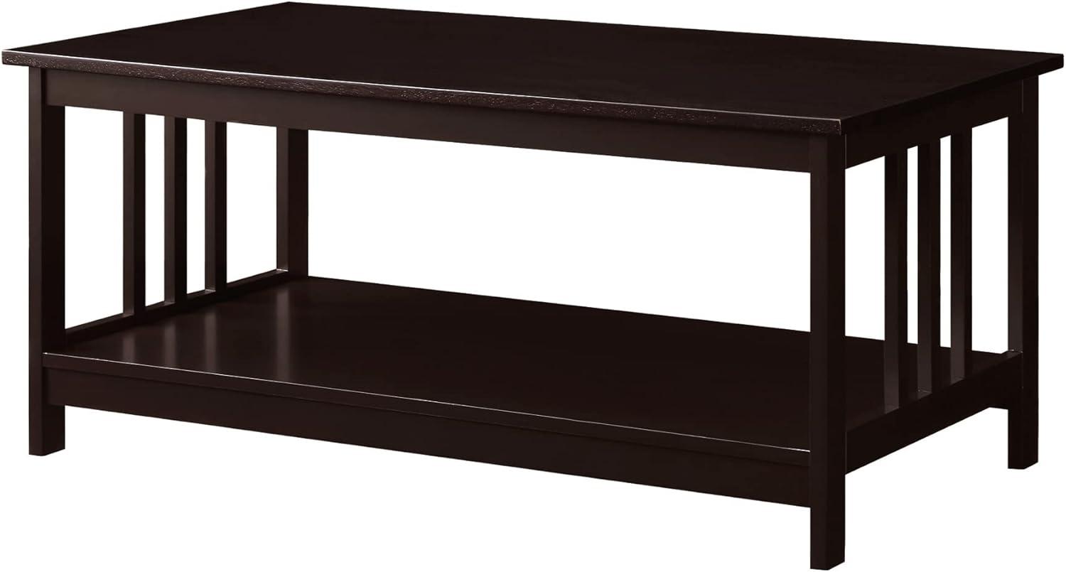 Convenience Concepts Mission Coffee Table with Shelf, Espresso