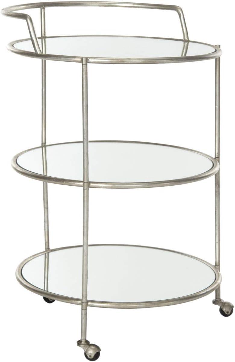Dulcinea Lustrous Gold Mirrored Bar Cart with Casters