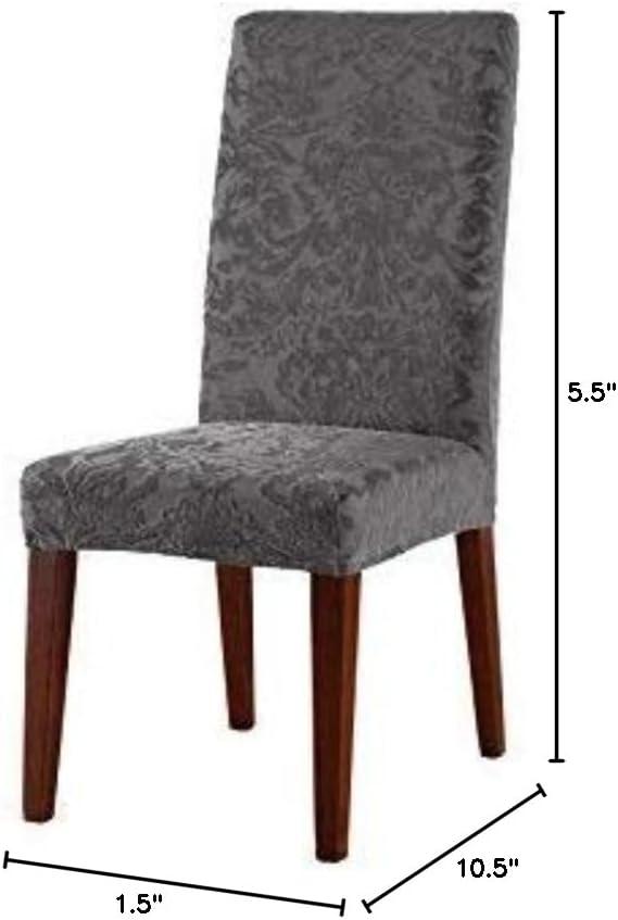 Sure Fit Stretch Jacquard Damask Short Dining Room Chair Slipcover