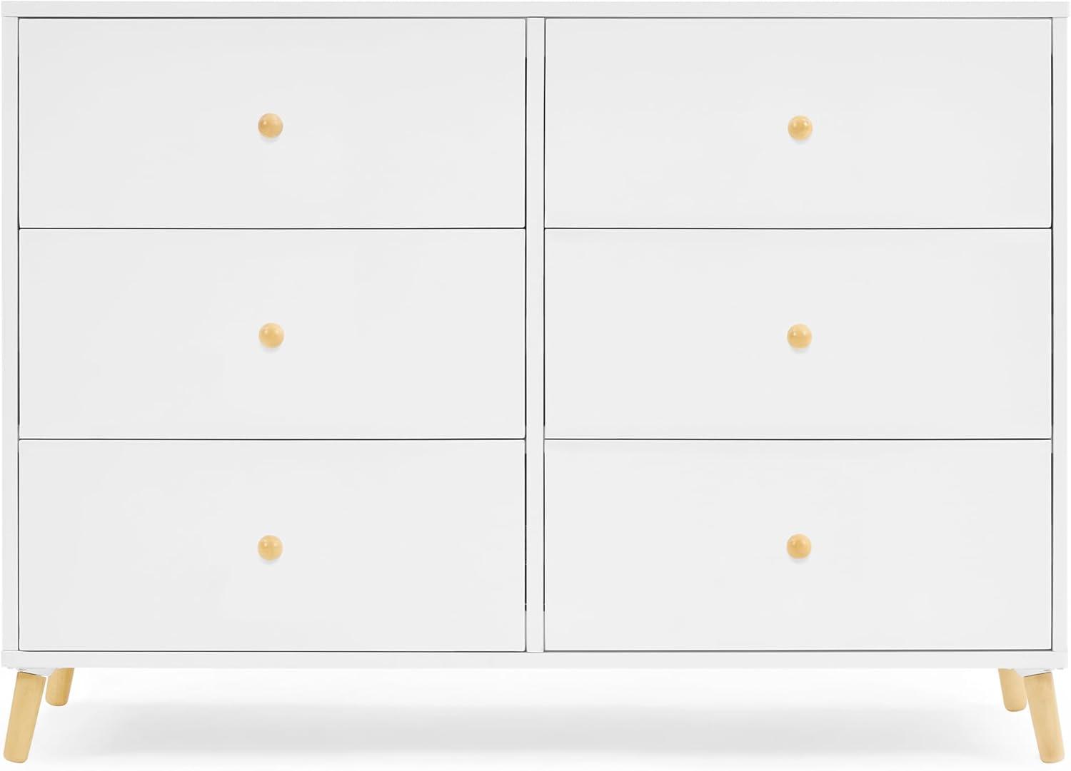 Delta Children Essex 6 Drawer Dresser, Bianca White/Natural