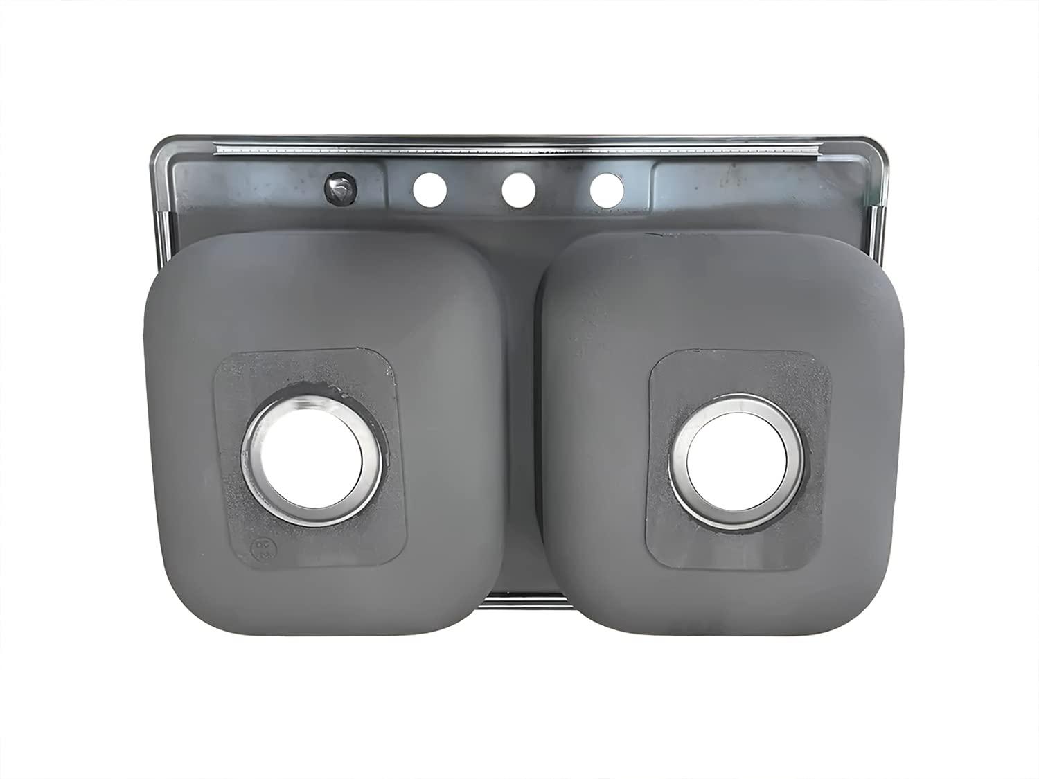 Sinber 33" x 22" Drop In Double Bowl Kitchen Sink with 18 Gauge 304 Stainless Steel Satin Finish