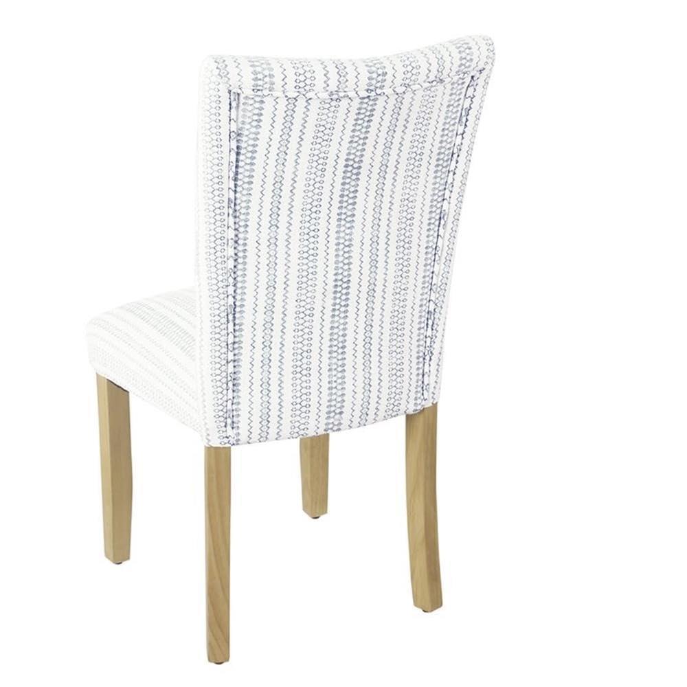 HomePop Set of 2 Parson Dining Chair Blue Farmhouse Stripe: Upholstered, Foam-Filled, Hardwood Frame