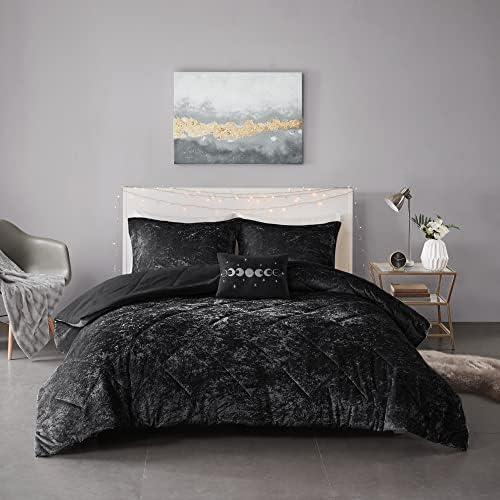 Intelligent Design Felicia Crushed Velvet Comforter Set with Throw Pillow