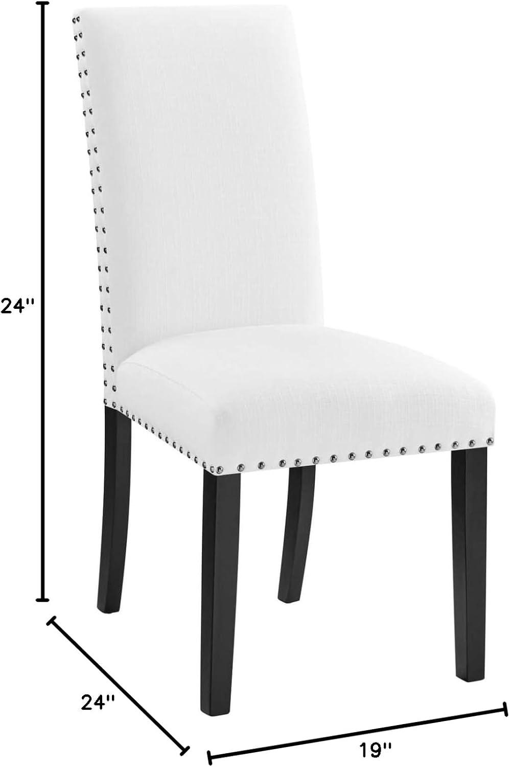 Modway Parcel Wood and Upholstered Fabric Dining Side Chair in White