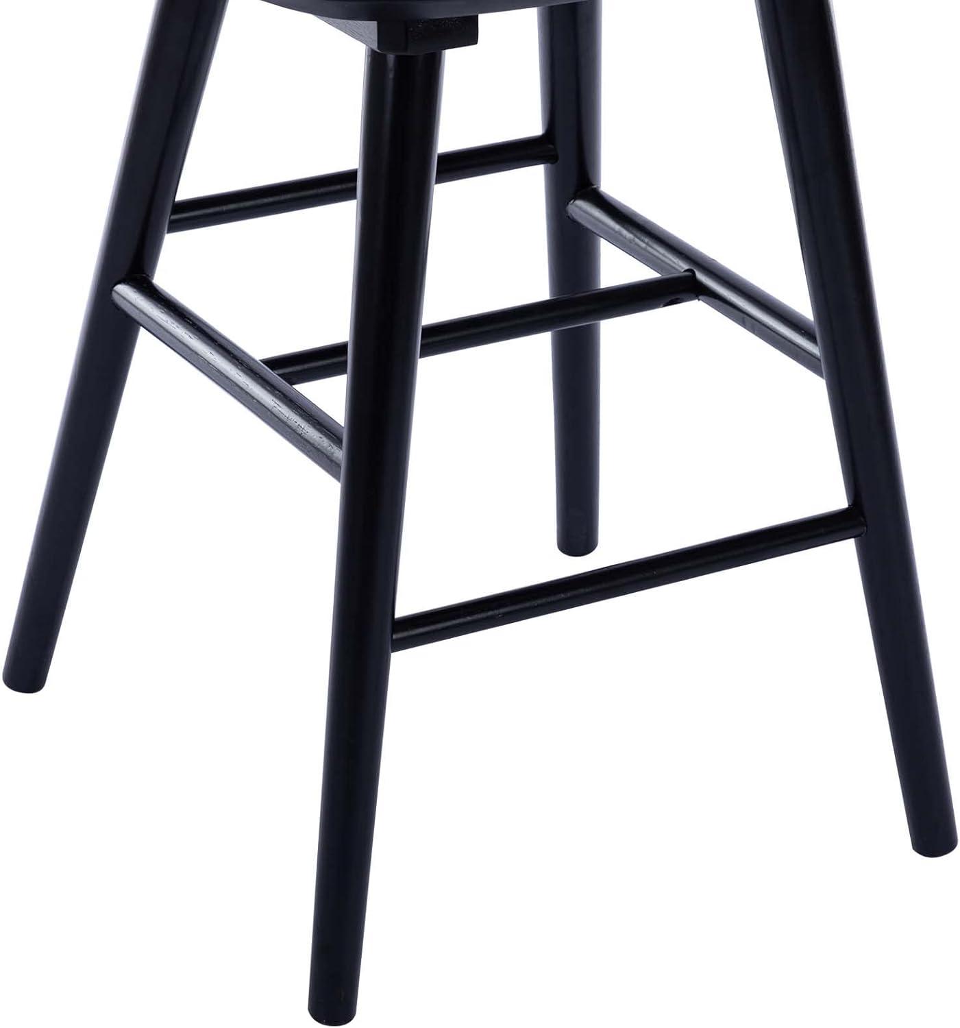 Black Rubber Wood Spindle Back Counter Stools, Set of 2