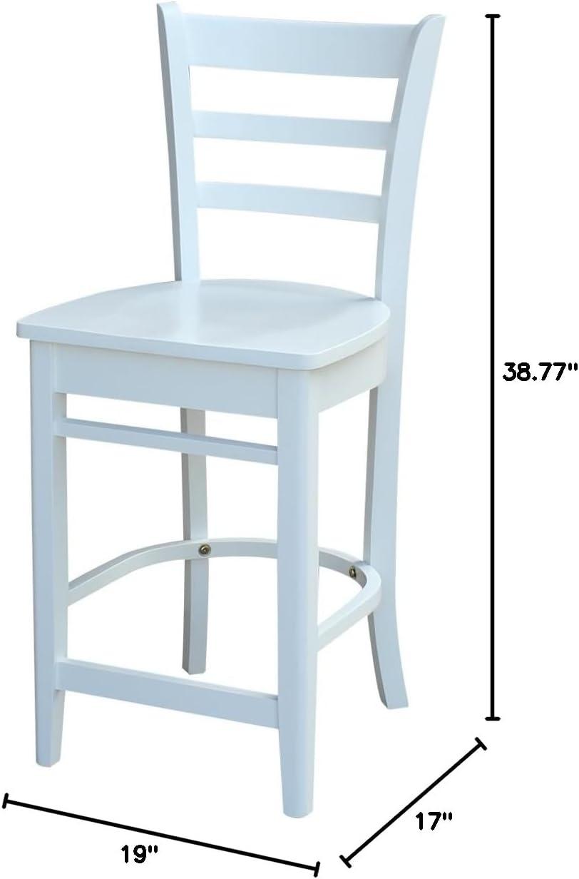 24" Emily Counter Height Barstool White - International Concepts: Hardwood Frame, Ladder-Back Design, Kitchen-Compatible