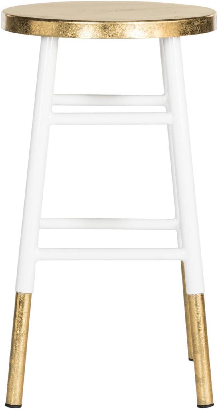 Emery Dipped Gold Leaf Counter Stool - FOX3231 - White/Gold - Safavieh Couture