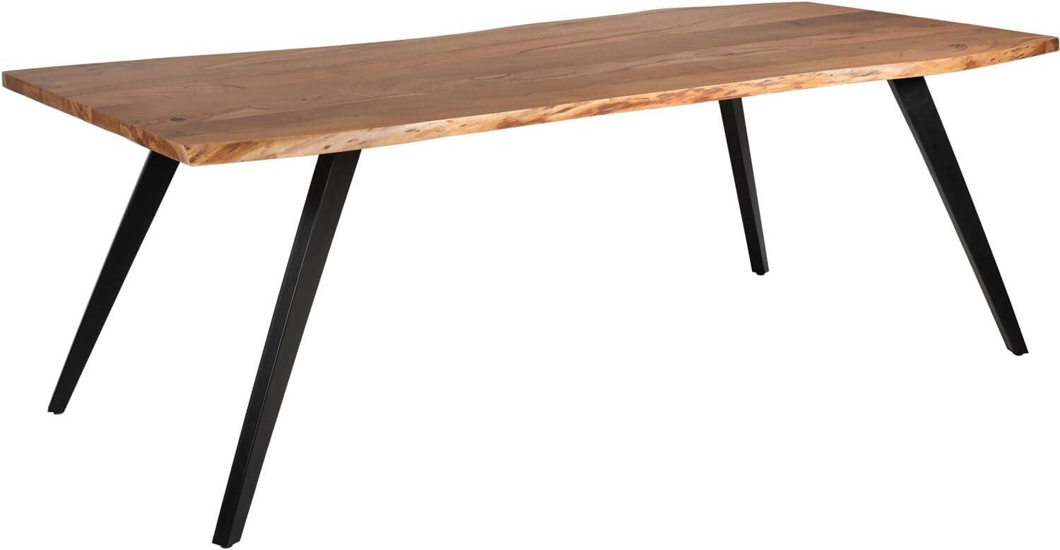 Porto 79" Black and Natural Contemporary Acacia Wood Dining Table