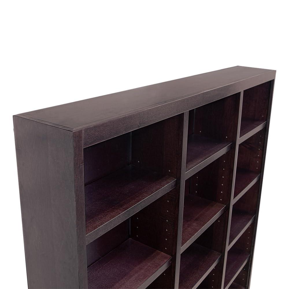 Winston Porter Flannagan Triple Wide Wood Bookcase, 15 Bookshelf, 72 inch Tall Storage and Display Bookshelf for Home Office and Living Room