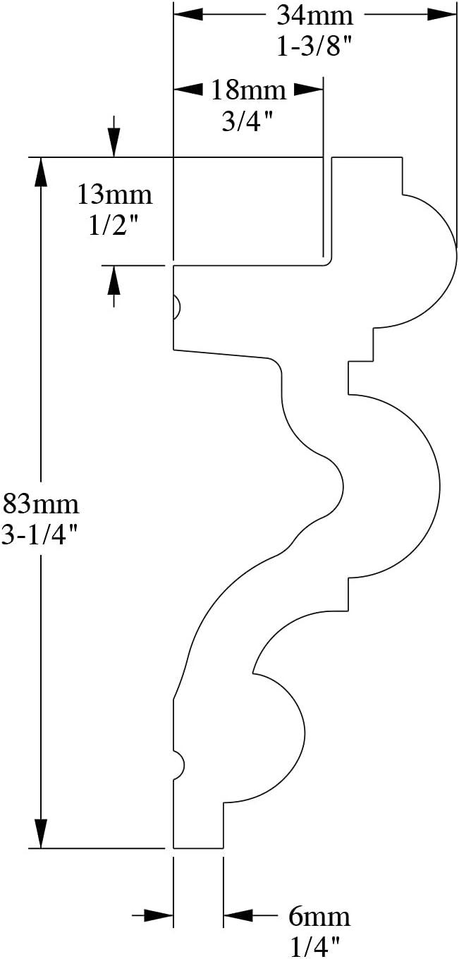 1-3/8 in x 3-1/4 in x 78-3/4 in Primed White Plain Polyurethane Crown Moulding