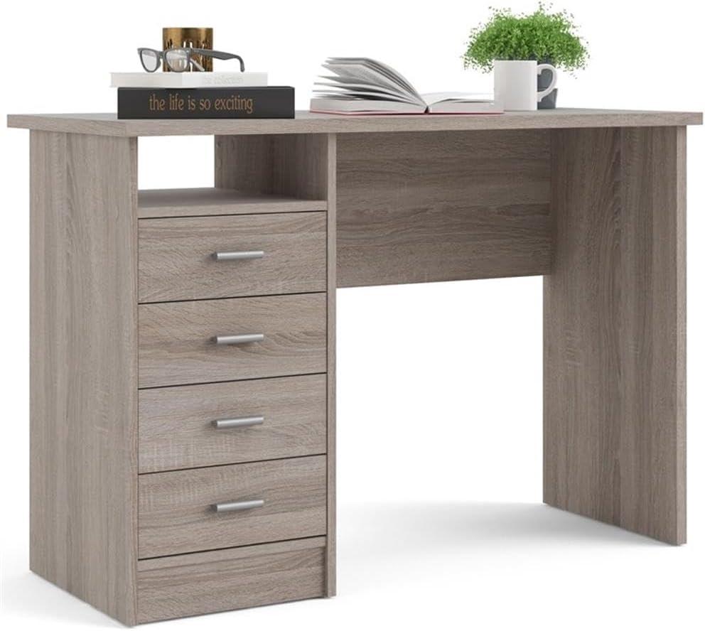 Tvilum Warner 4 Drawer Office Desk with 1 Shelf for Adults, Truffle