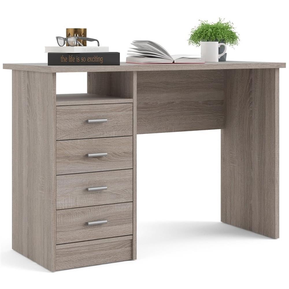 Tvilum Warner 4 Drawer Office Desk with 1 Shelf for Adults, Truffle