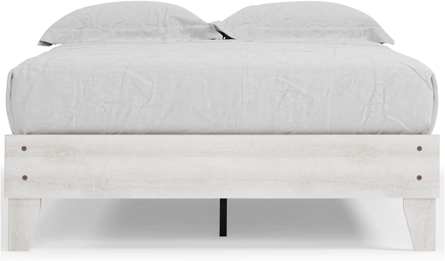 Queen Shawburn Platform Bed White/Dark Charcoal Gray - Signature Design by Ashley: Vintage Casual Style, No Box Spring Required