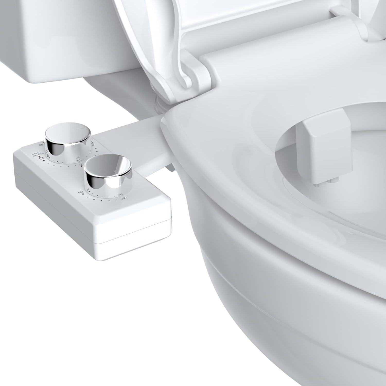 Hibbent Non-electric Dual Nozzle Toilet Seat Bidet, Water Pressure Control, Self Cleaning Sprayer JBY1103-CP