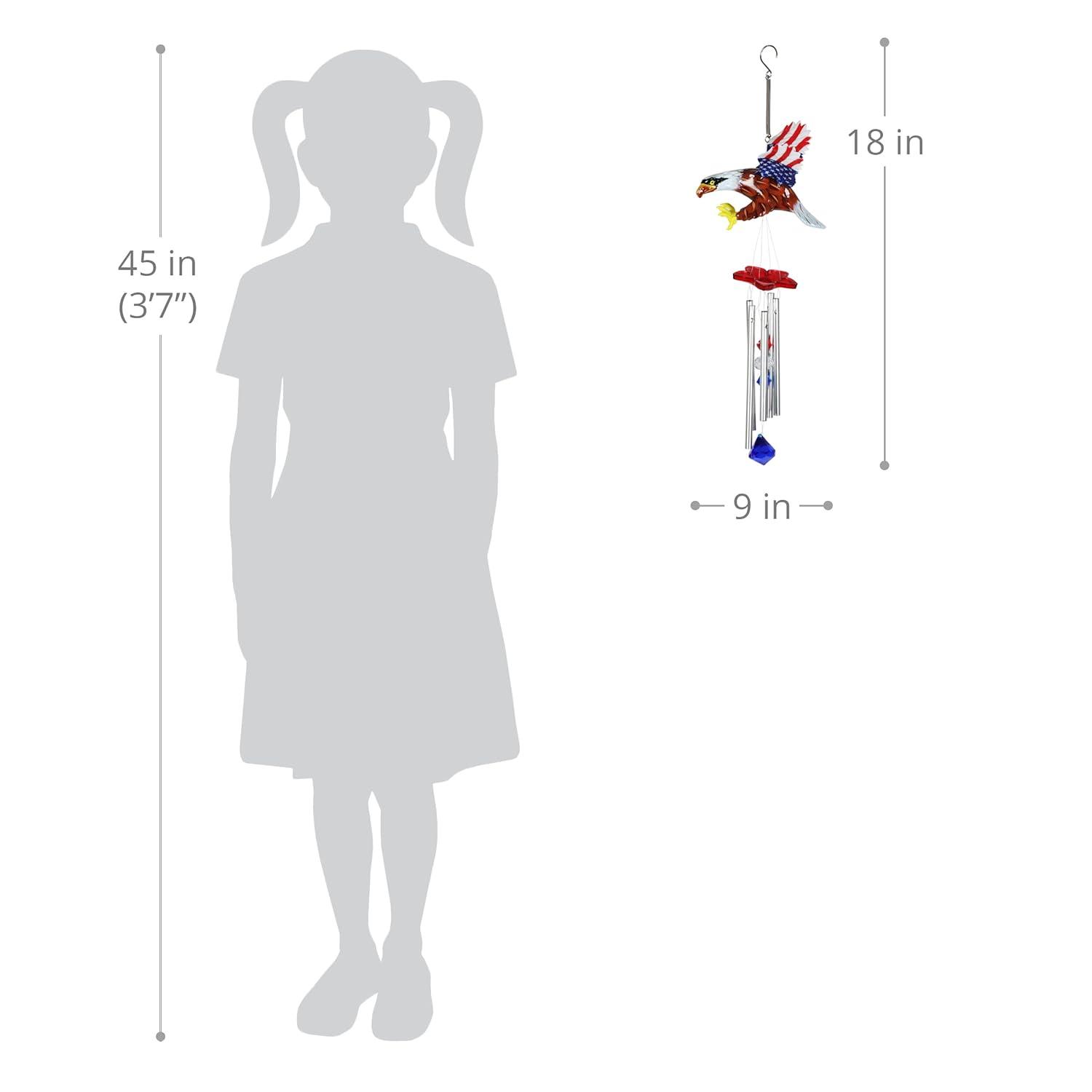 Exhart Exhart WindyWing Patriotic Eagle Wind Chime with American Flag Wings, 8 by 18 Inches