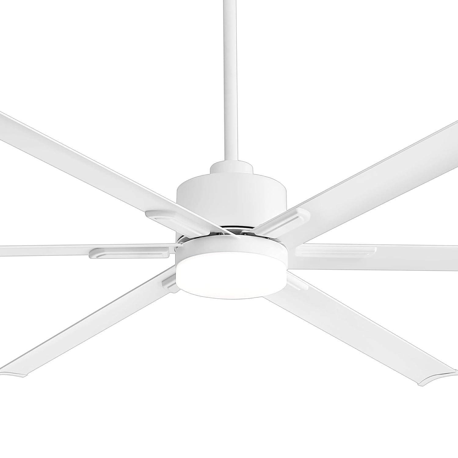 72" White Metal Ceiling Fan with LED Light and Remote Control