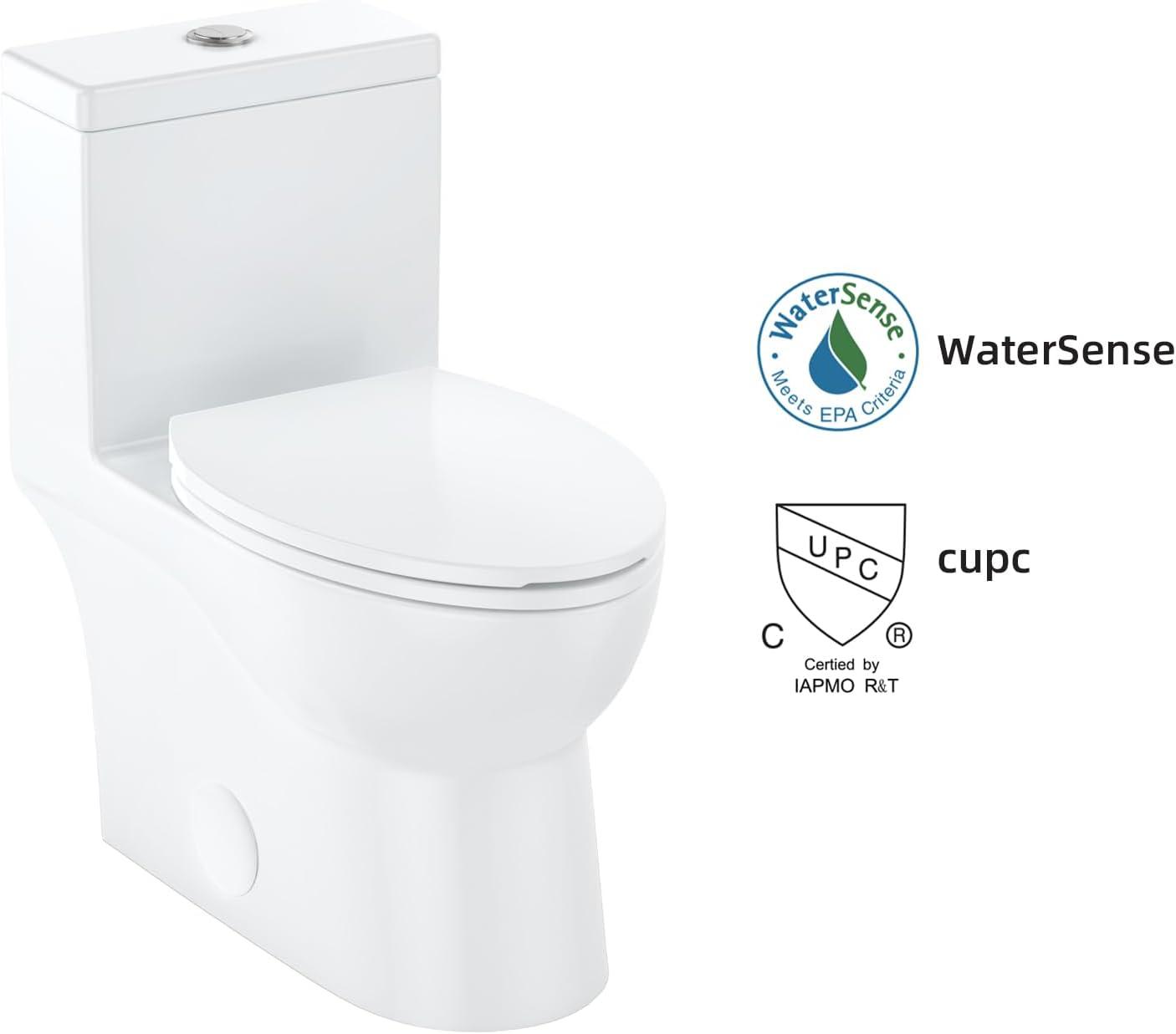 DeerValley Symmetry Dual Flush Elongated One-Piece Toilet Standard Toilet with Comfort Seat Height