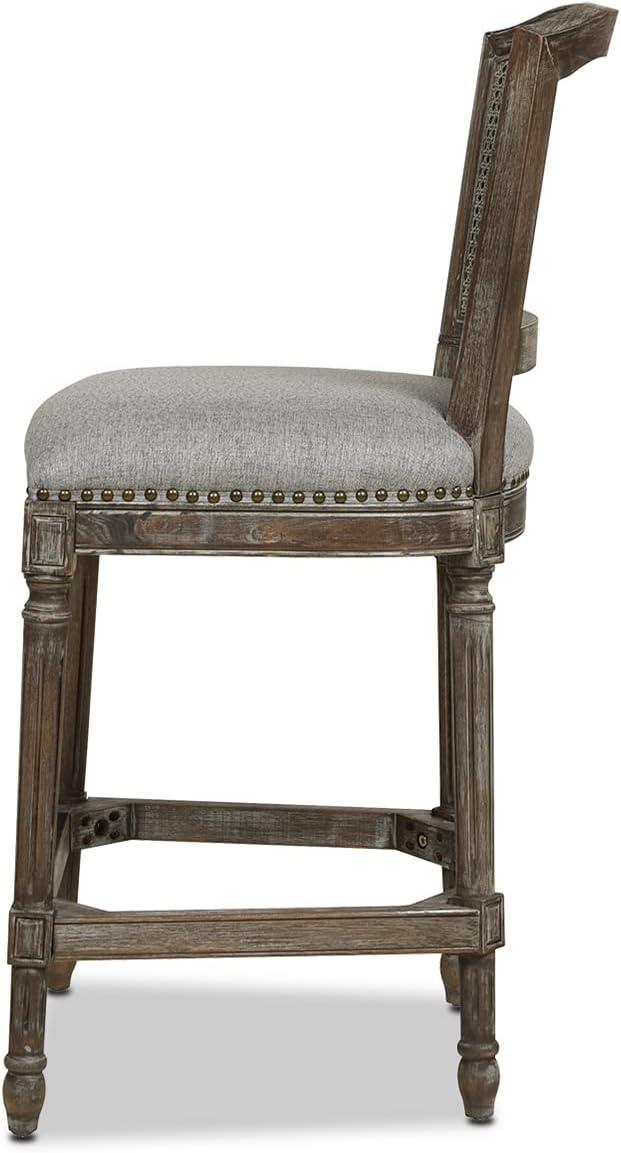 Triomphe Rattan Wicker High Back Armless Counter Bar Stool Dark Heathered Grey