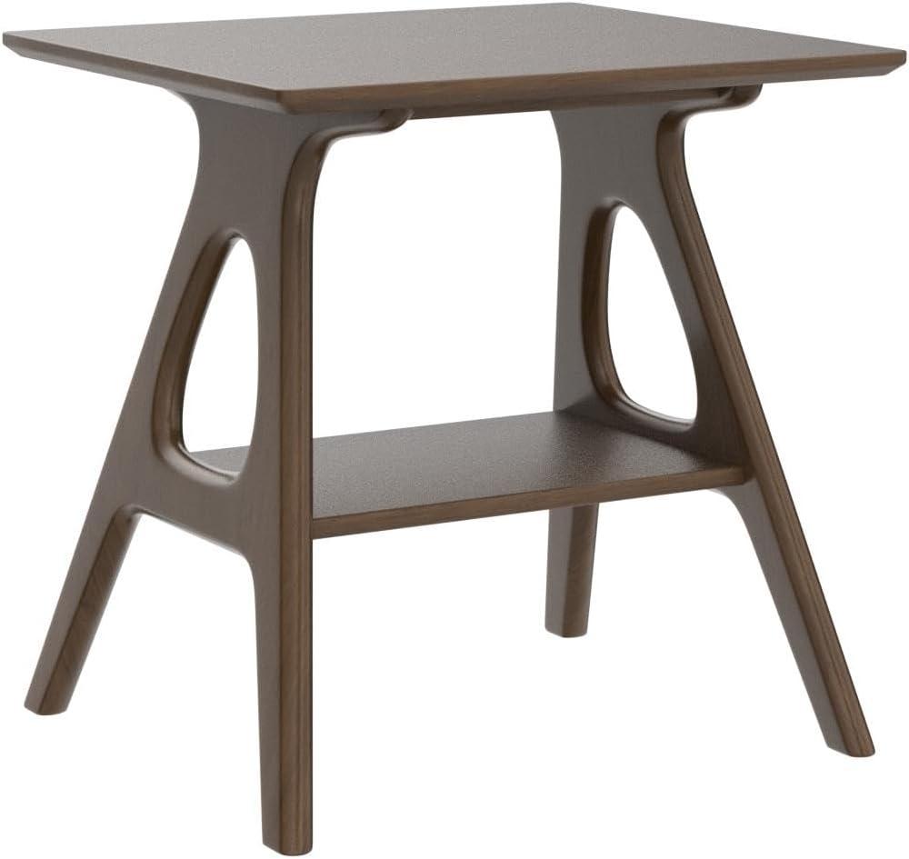 Roundhill Furniture Arona Mid-Century Modern Wood End Table with Shelf, Brown