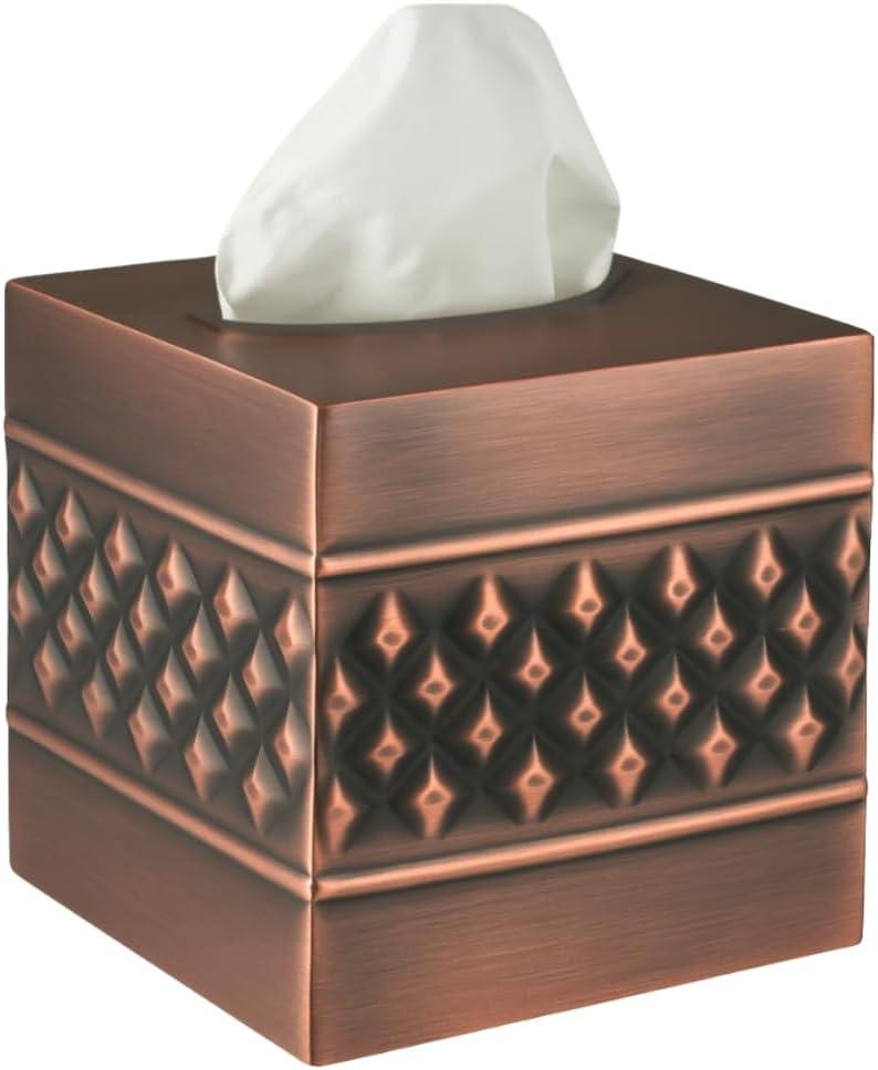 Monarch Abode Geometric Embossed Metal Tissue Box Cover