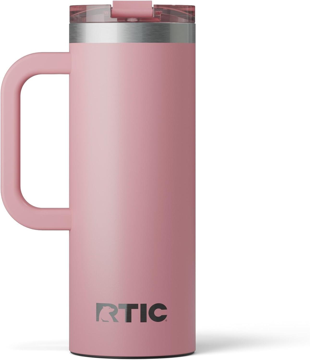 RTIC 20 oz Ceramic Lined Insulated Road Trip Travel Mug, Leak-Resistant Lid, Dusty Rose