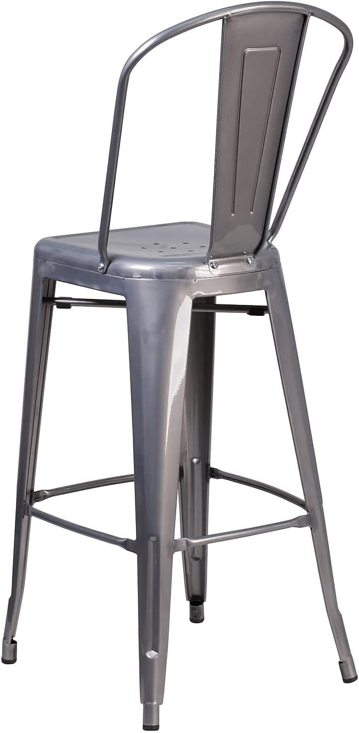 Flash Furniture 30'' High Clear Coated Indoor Barstool with Back