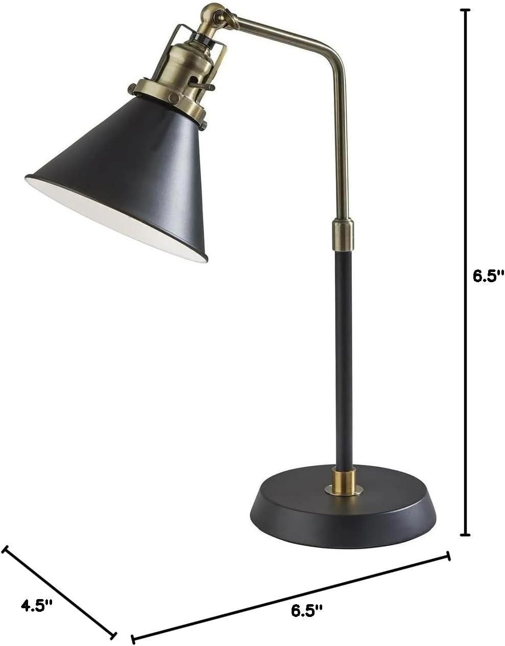 Adjustable Black and Brass Metal Desk Lamp