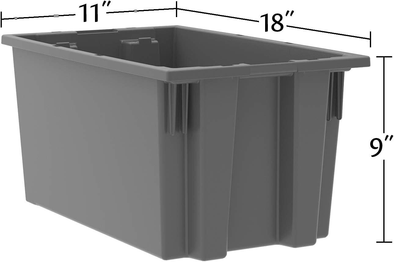 Blue 18-Inch Plastic Nest and Stack Storage Tote