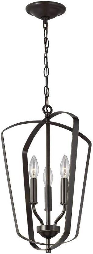 Romee Bronze 3-Light Classic Lantern Pendant with Glass Accents