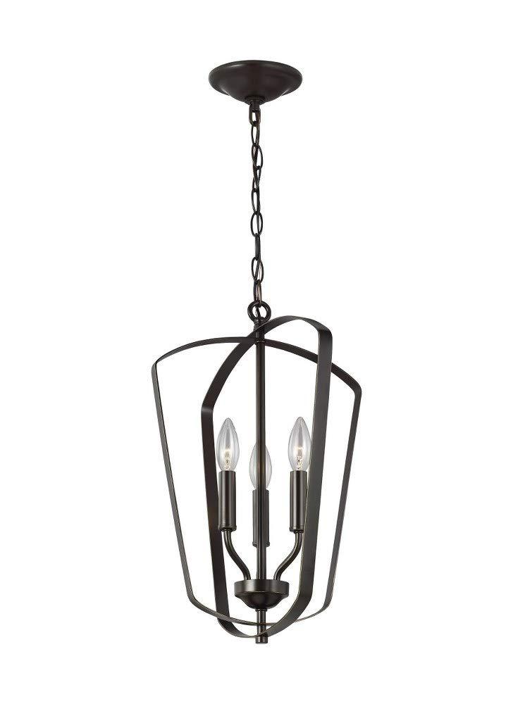 Romee Bronze 3-Light Classic Lantern Pendant with Glass Accents