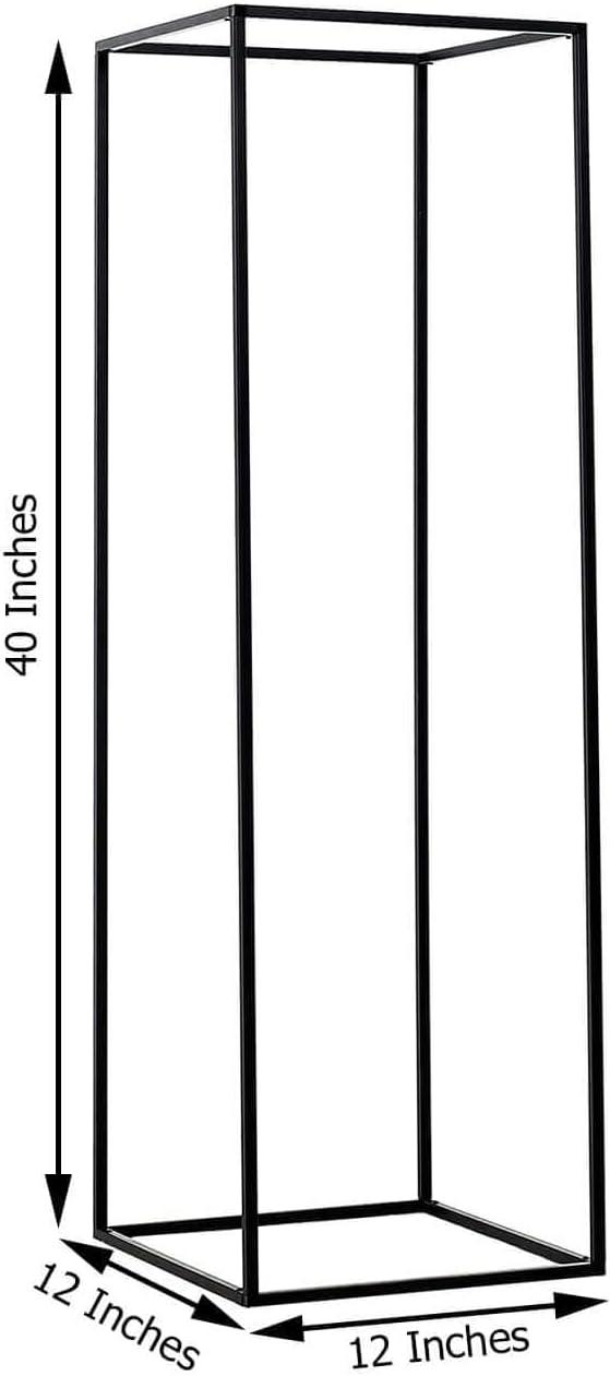 Efavormart Paquete de 2 - Soporte de Flores de Boda de Metal Negro Mate Rectangular de 40", Jarrones Geométricos para Centro de Mesa de Cena de Fiesta de Boda, Decoración de Hotel de Restaurante