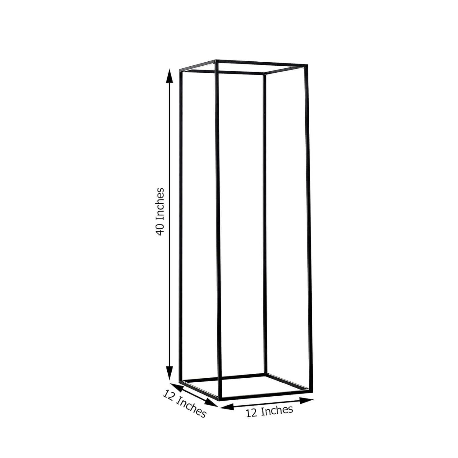 Efavormart Paquete de 2 - Soporte de Flores de Boda de Metal Negro Mate Rectangular de 40", Jarrones Geométricos para Centro de Mesa de Cena de Fiesta de Boda, Decoración de Hotel de Restaurante