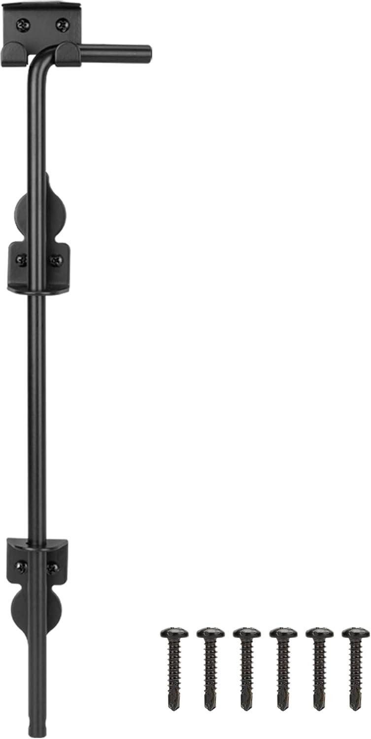 Uxcell 18" Cane Bolt Gate Drop Rod for Wood Fence, Iron Gate Hardware Ground Latch for Wooden Fence and Holding Door