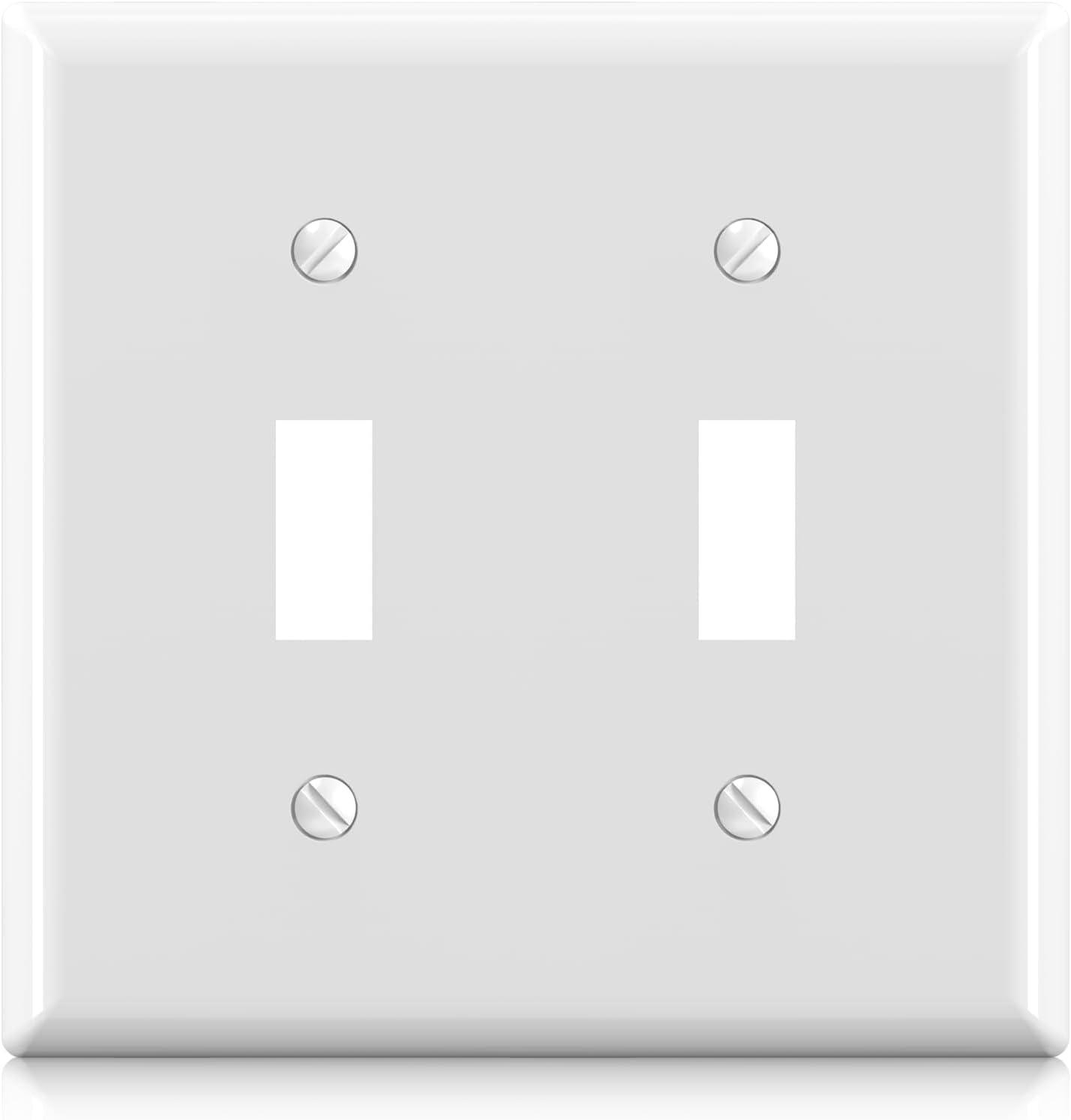 White Standard Size 2-Gang Toggle Wall Plate