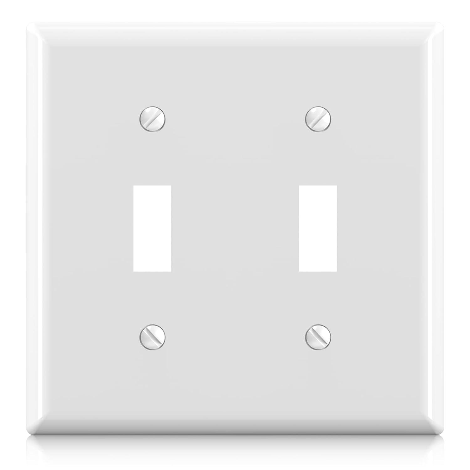 Leviton 2-Gang Plastic Toggle Switch Wall Plate, White