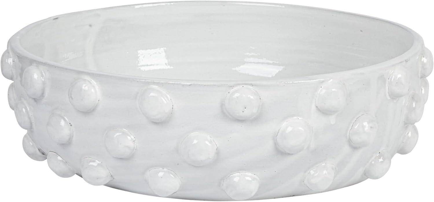 Handcrafted White Terracotta Bowl with Raised Dots