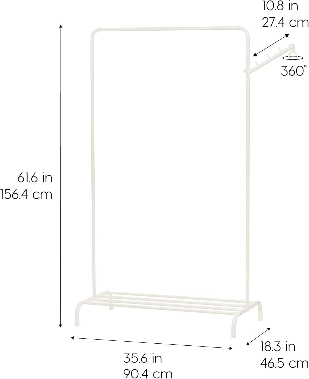 IRIS USA Metal Garment Rack Floor Cloths Rack w/ Shoe Storage Shelf