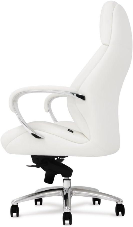 White High Back Genuine Leather Swivel Executive Chair