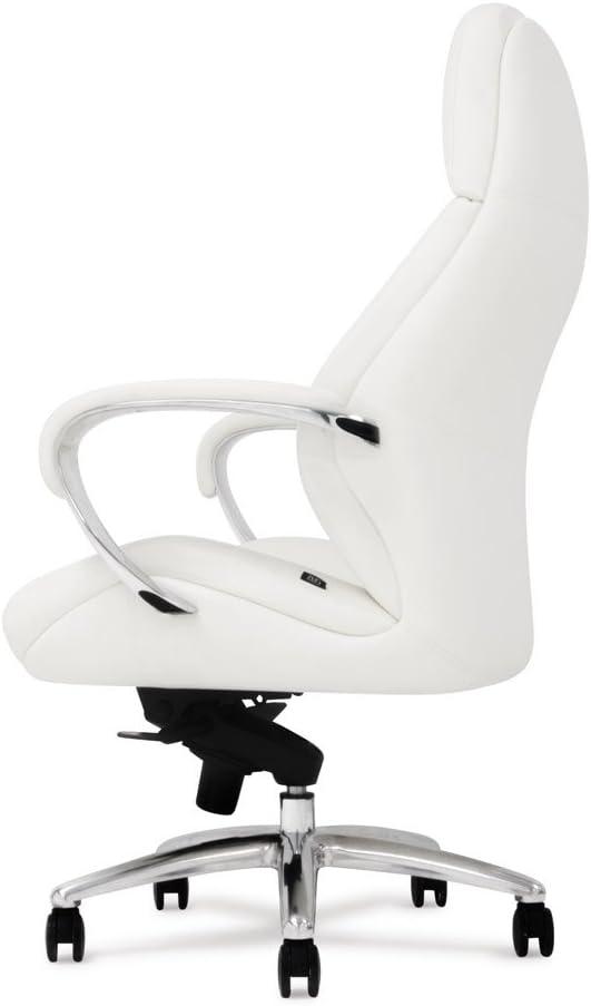 Zuri Furniture Gates Genuine Leather Aluminum Base High Back Executive Chair - White