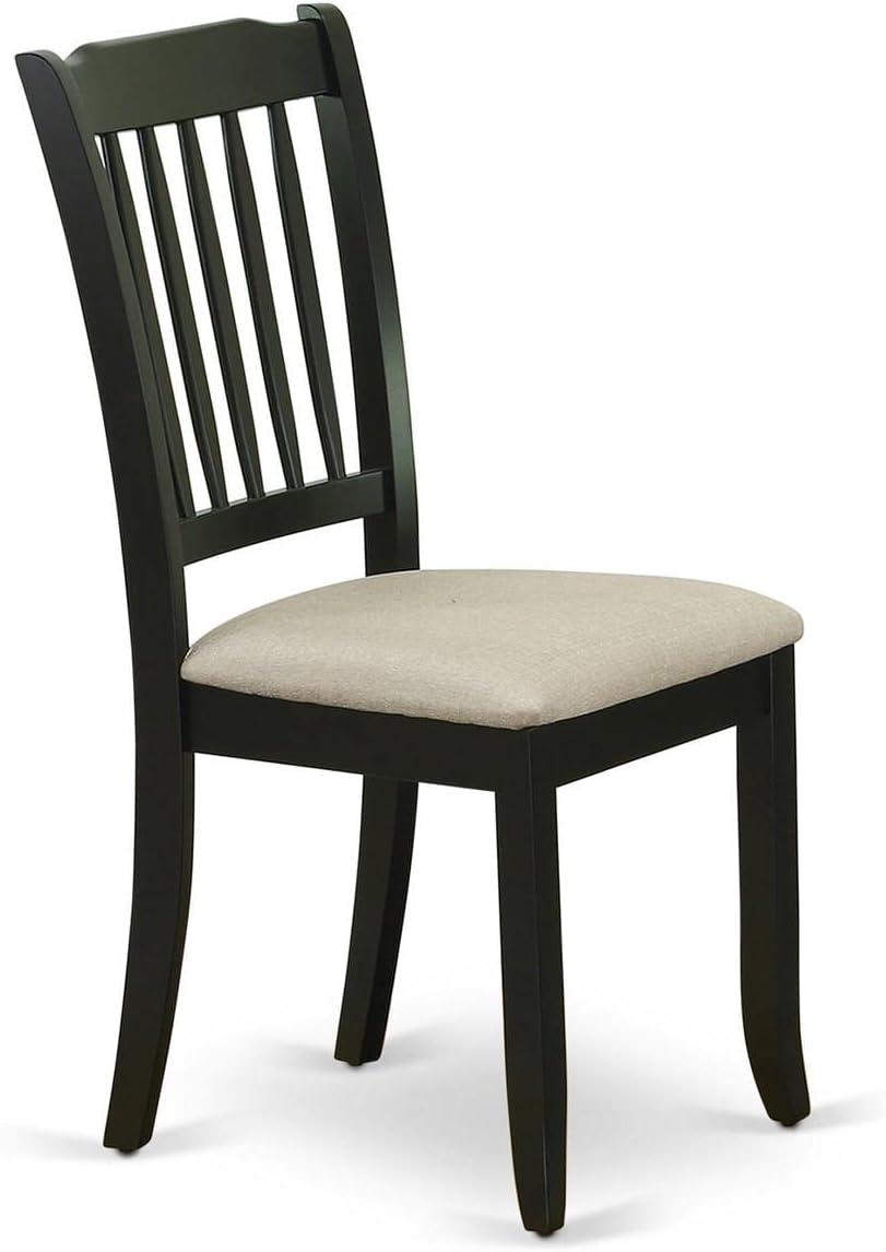 Danbury Vertical Slatted Back Chairs with Linen Fabric Fabric Seat - Black - Set of 2