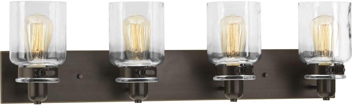 Progress Lighting Calhoun 4-Light Bath Vanity, Brushed Nickel, Clear Glass Shade